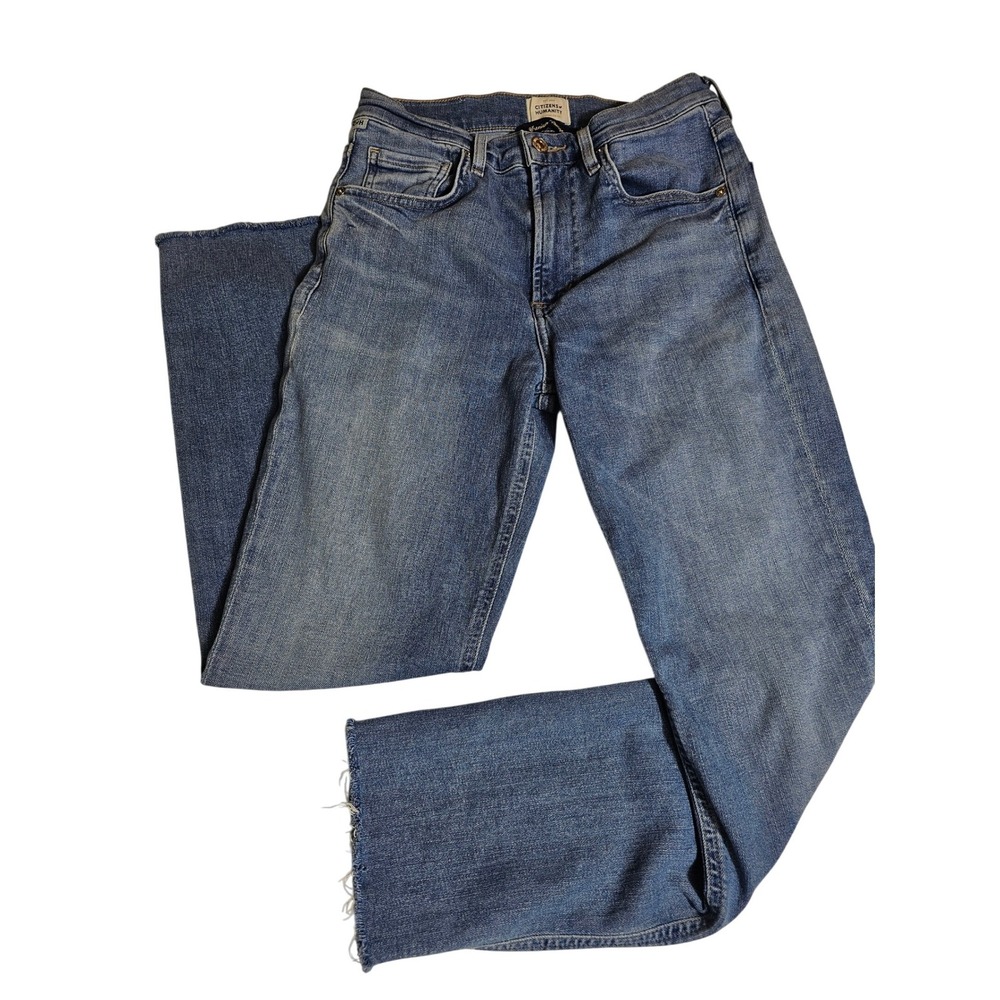 Citizens of Humanity Isola Cropped Bootcut Jeans Blue Raw Hem 2083-1436 Size 25